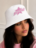 Gymful Signature Star Embroidered Bucket Hat – White