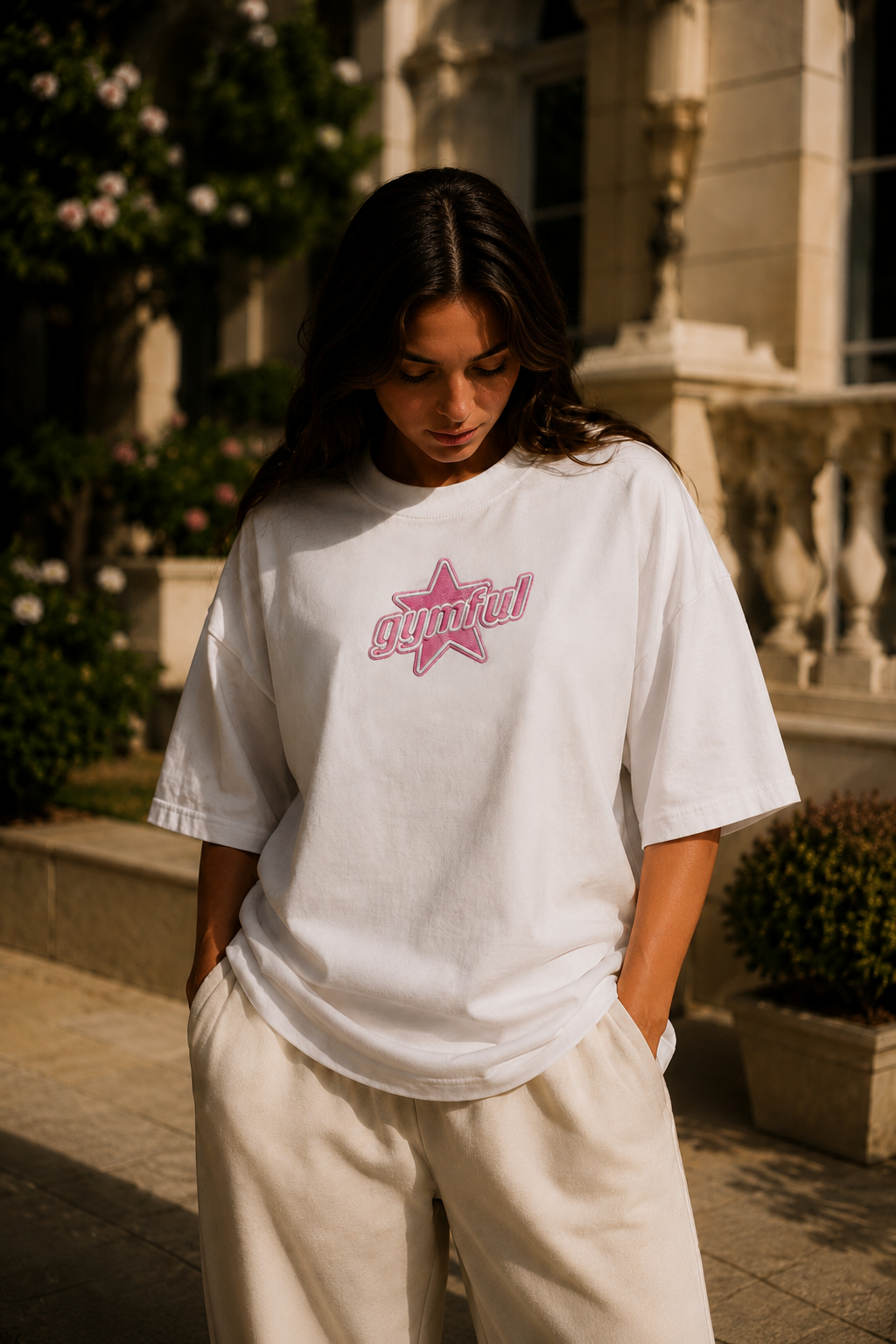 Gymful Signature Star Oversized T-Shirt – White